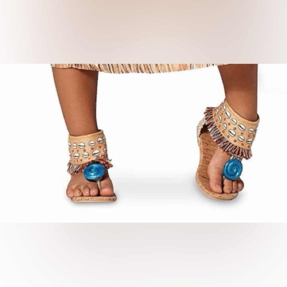 Disney Princess Moana Tan Sandals with White Details and heart of Tahiti
